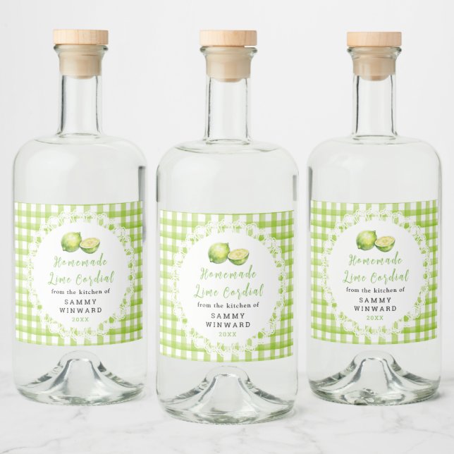 Homemade Lime Cordial Bottle Label (Bottles)