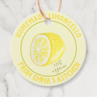Homemade Limoncello - 100% organic Favor Tags