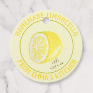 Homemade Limoncello - 100% organic Favor Tags