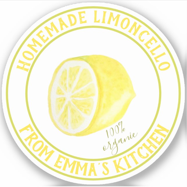 Homemade Limoncello - 100% Organic - Waterproof Sticker (Front)
