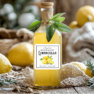 Homemade Limoncello Italian Liqueur with Name Square Sticker