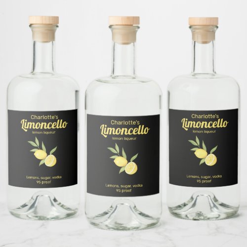 Homemade  Limoncello Lemon Liqueur    Liquor Bottle Label