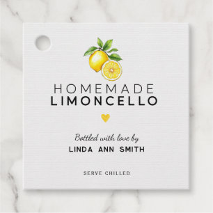 Homemade Limoncello Personalized Bottled Favor Tags