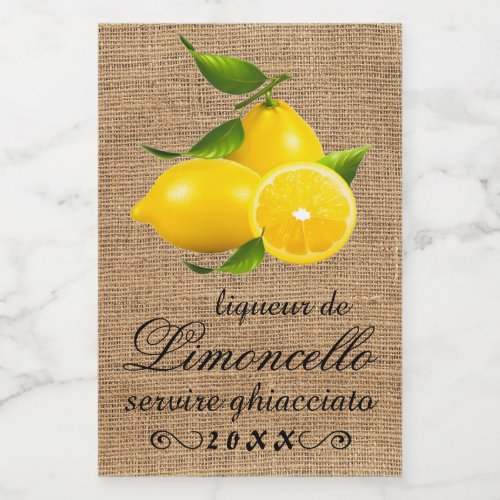 Homemade Limoncello Small Bottle Label 