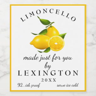 Homemade Limoncello Tall Bottle Label  