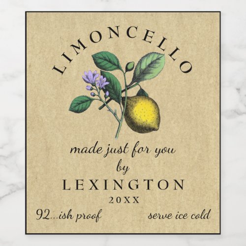 Homemade Limoncello Vintage Lemon Label 