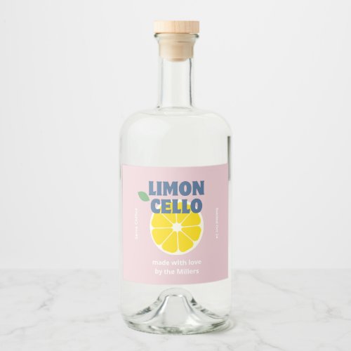 Homemade Love Modern Pink Kraft Limoncello Liquor  Liquor Bottle Label