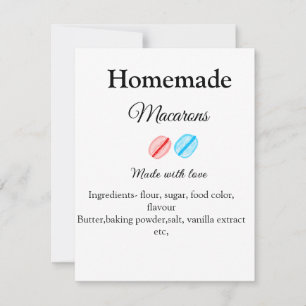 Homemade macarons add ingredients made with love b note card