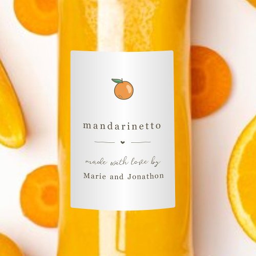 Homemade Mandarinetto Mandarin Liqueur Gift Label