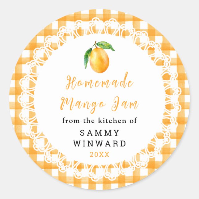 Homemade Mango Jam Jar Label (Front)