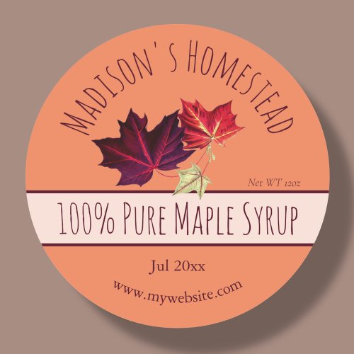 Homemade Maple Syrup Labels