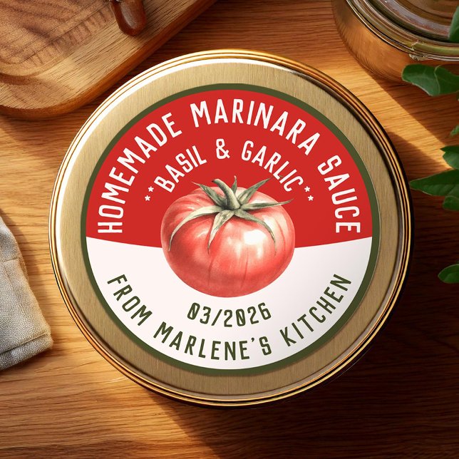 Homemade marinara sauce with basil and garlic classic round sticker (Creator Uploaded)