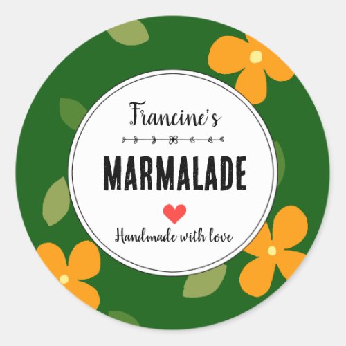 Homemade Marmalade Fruits Preserve Gift Custom Classic Round Sticker
