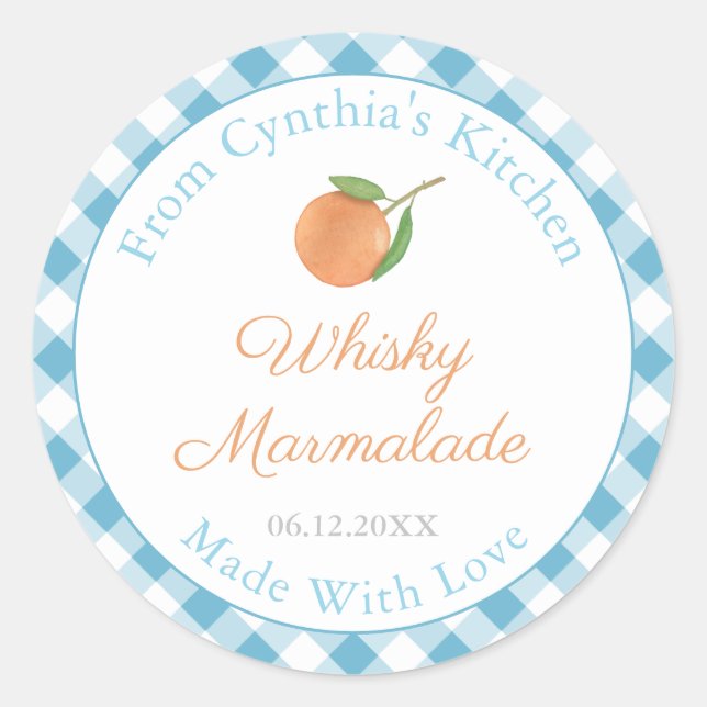 Homemade Marmalade Gourmet Hostess Gift Labels (Front)