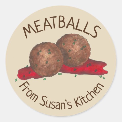 Homemade Meatballs Italian Kitchen Personalized Classic Round Sticker
