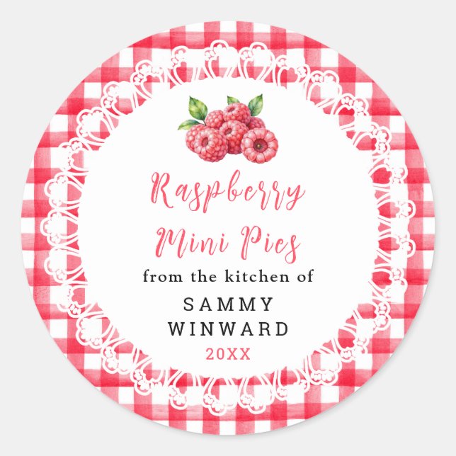 Homemade Mini Raspberry Pie Label (Front)