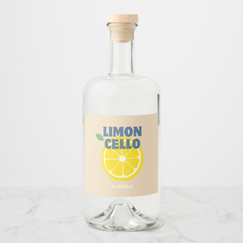 Homemade Modern Light Beige Limoncello   Liquor Bottle Label