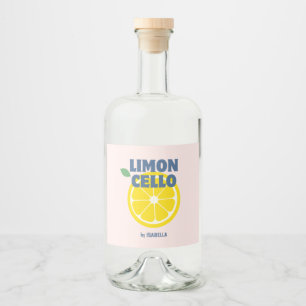 Homemade Modern Light Pink Love Limoncello  Liquor Bottle Label