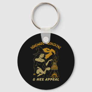 Homemade Moonshine And Hex Appeal Halloween Witch Keychain