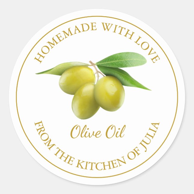 Homemade Olive Oil Label | White (Front)