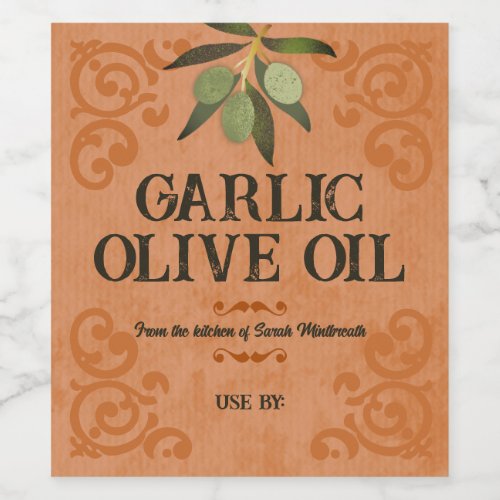 Homemade olive oil Tuscan vintage home canning Win Wine Label