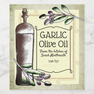 Homemade olive oil vinegar home canning label