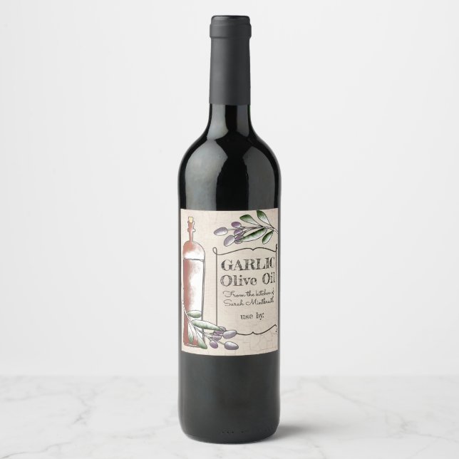 Homemade olive oil vinegar home canning label (Front)