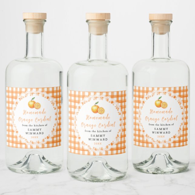 Homemade Orange Cordial Bottle Label (Bottles)