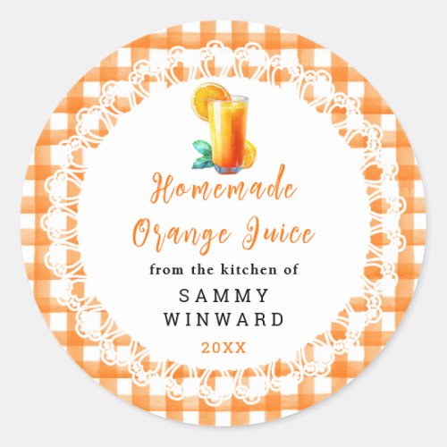 Homemade Orange Juice Drink Label