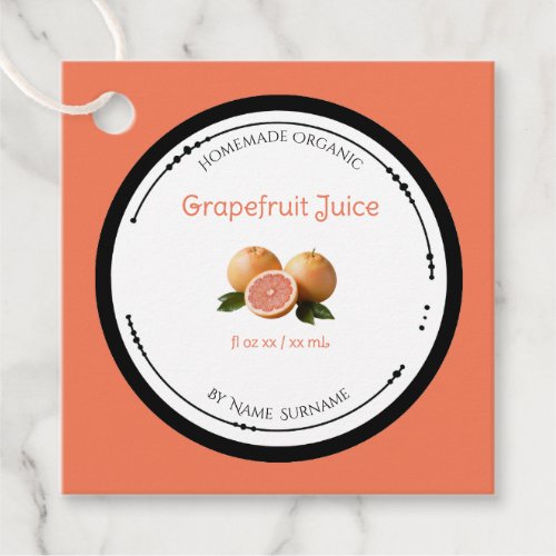 Homemade Organic Grapefruit Juice Label Tag