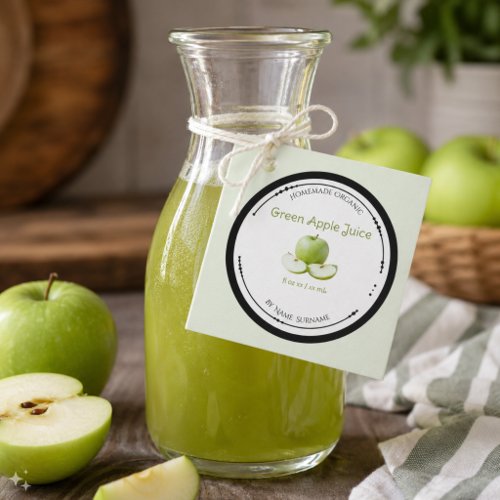 Homemade Organic Green Apple Juice Label Tag