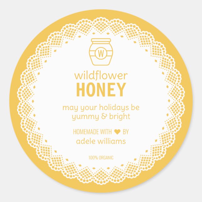 Homemade Organic Honey Sticker (Front)