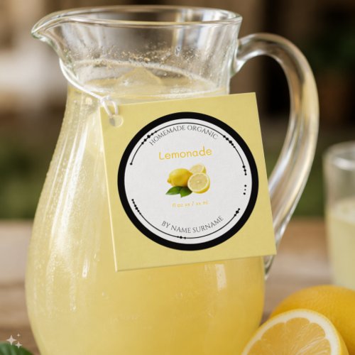 Homemade Organic Lemonade Label With Ingredients