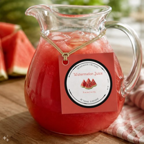 Homemade Organic Watermelon Juice Label Tag