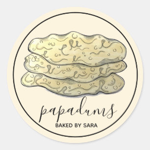 Homemade Papadum Indian Crispy Flatbreads Baked By Classic Round Sticker