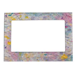 Homemade Paper with Colorful Pulp Accents Magnetic Picture Frame