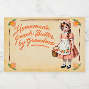 Homemade Peach Butter by Grandma - Vintage Food Label