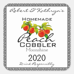 Homemade Peach Cobbler Moonshine Personalized Square Sticker