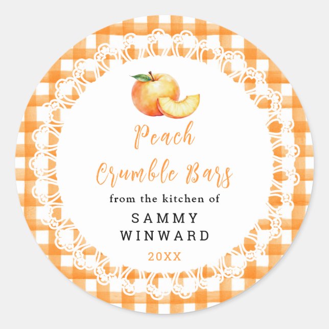 Homemade Peach Crumble Bar Label (Front)