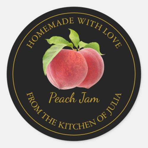 Homemade Peach Jam Label  Black