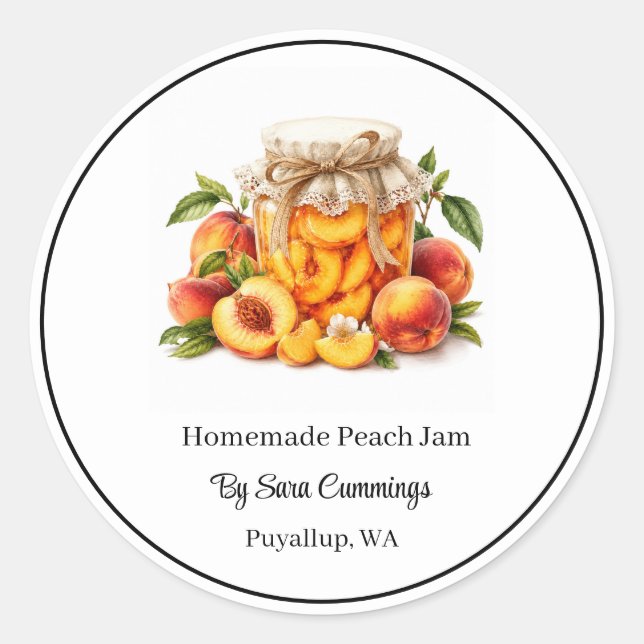 Homemade Peach Jam Stickers (Front)