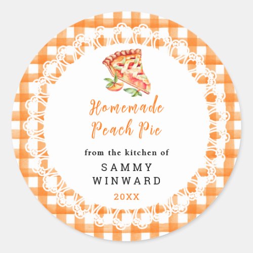 Homemade Peach Pie Food Label