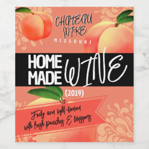 Homemade peach winemaking personalized wine label