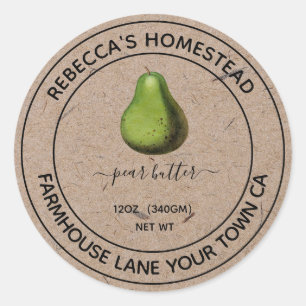 Homemade pear butter canning label