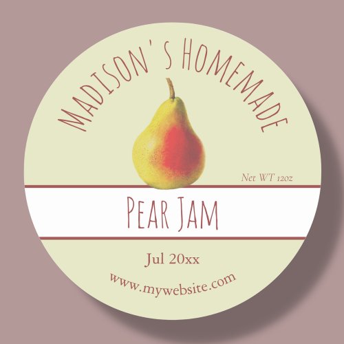 Homemade Pear Jam Labels