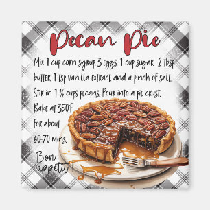 Homemade Pecan Pie Recipe Plaid Kitchen Decor Magnet