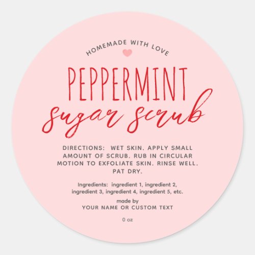 Homemade Peppermint Sugar Scrub Small Business Classic Round Sticker
