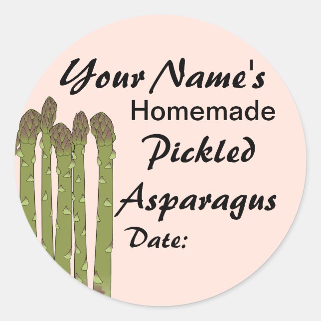 Homemade Pickles Canning Jar Lid Labels Asparagus (Front)