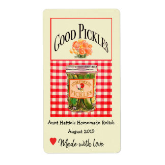 Homemade Pickles Home Canning Jars Label