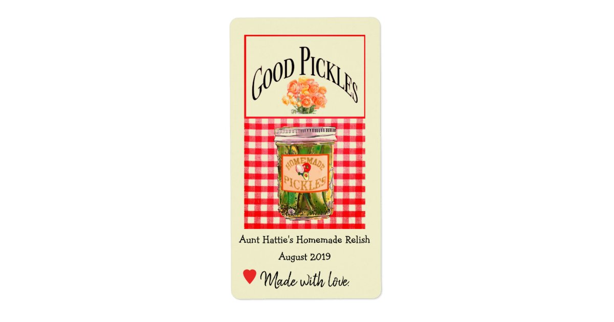 Homemade Pickles in Jar Home Canning Label | Zazzle.com
